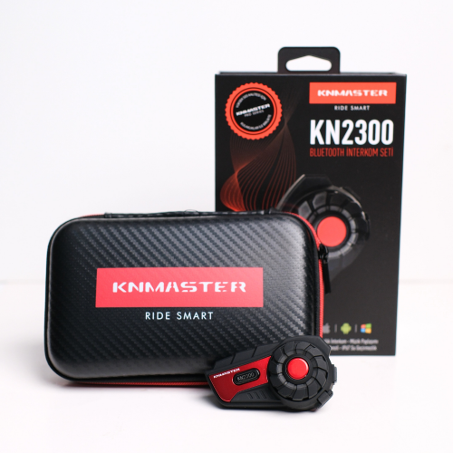 Knmaster KN2300 Motosiklet Kask İnterkom Bluetooth Intercom Kulaklık Seti Kırmızı