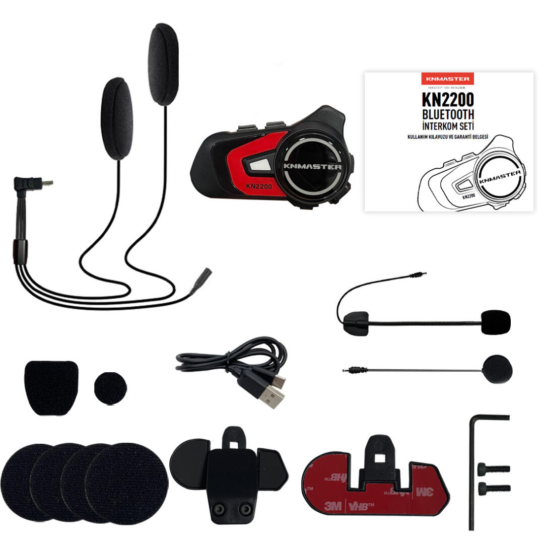 Knmaster KN2200 Motosiklet Kask İnterkom Bluetooth Intercom Kulaklık Seti