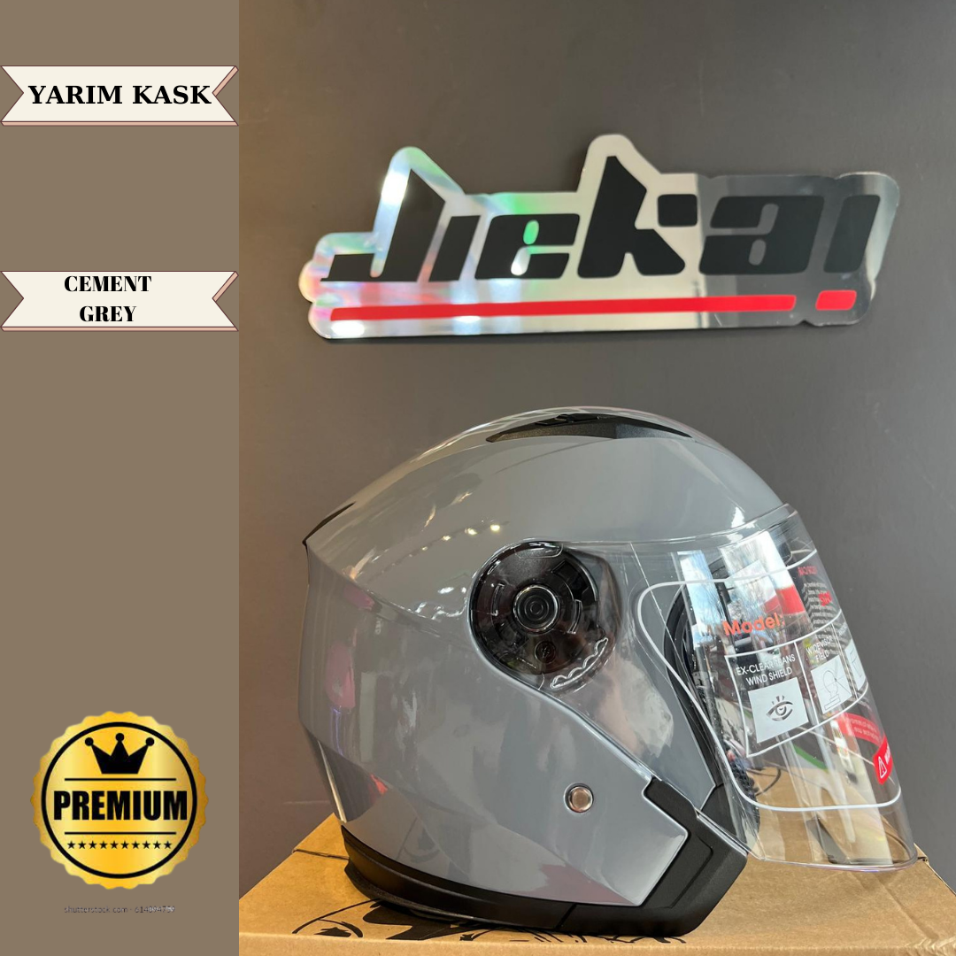 JİEKAİ YARIM KASK CEMENT NARDO GRI  GÜNEŞ VİZÖRLÜ