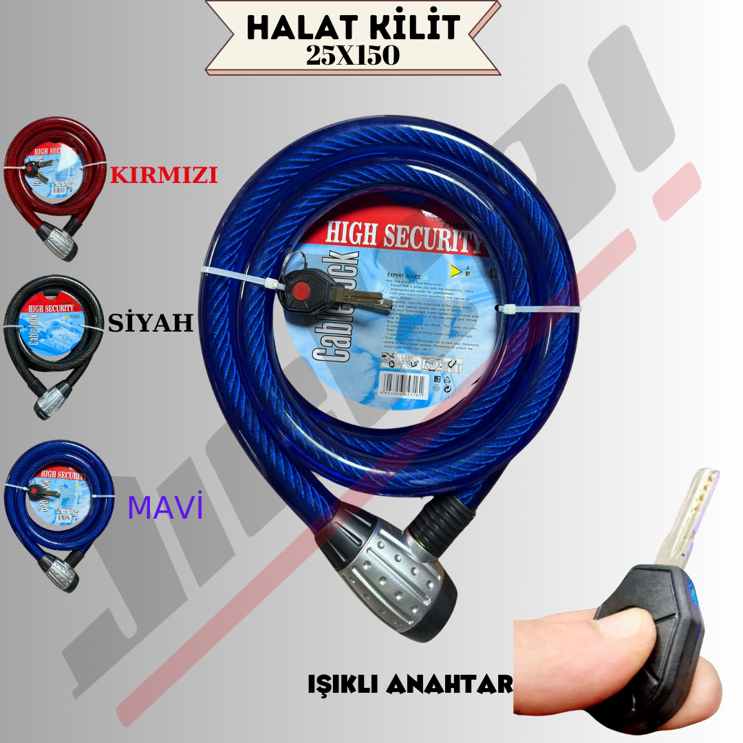 25X150 HALAT KİLİT IŞIKLI ANAHTAR * MAVİ*