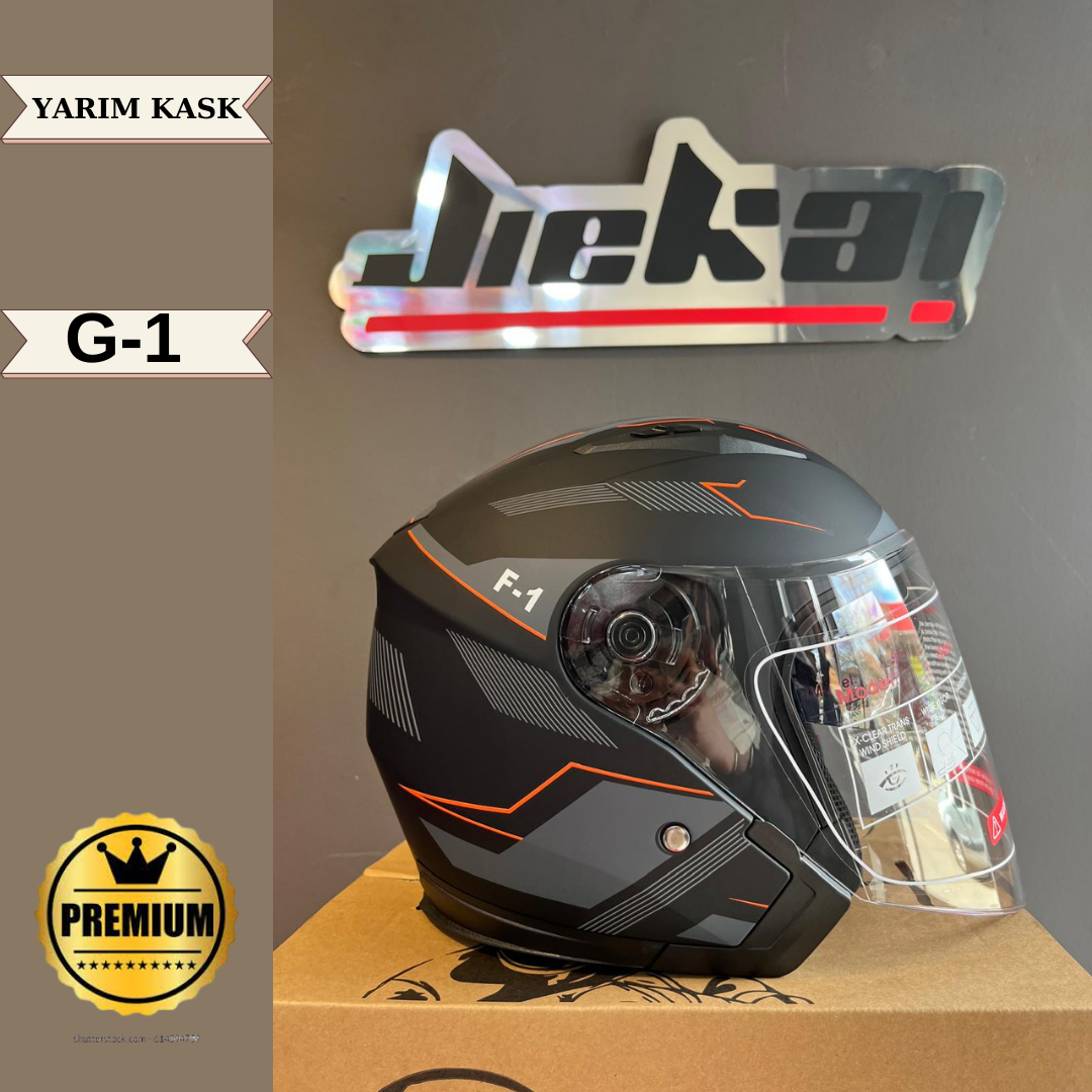 JİEKAİ YARIM KASK G-1 GÜNEŞ VİZÖRLÜ